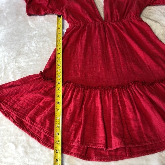 Billabong Red Sincerely Jules Lovers Wish V Neck Mid Thigh Dress Size Small - Picture 10 of 12